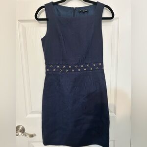 David Meister w Grommet Textured Navy Blue Sleeveless Dress‎ Size 6